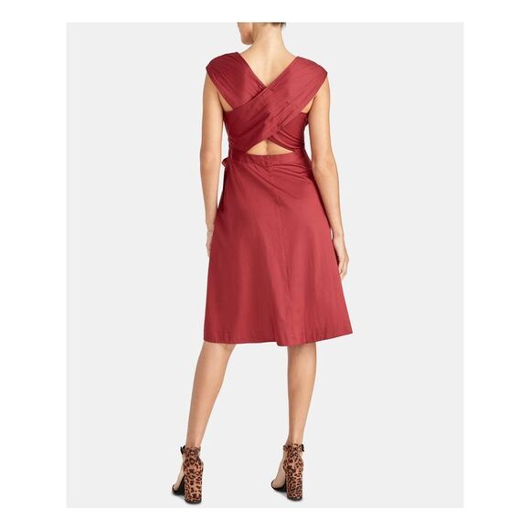 RACHEL ROY Womens Belted Sleeveless Knee Length Wear To Work Fit + Flare Dress - Picture 2 of 2